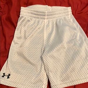 Boys Underarmor white mesh shorts